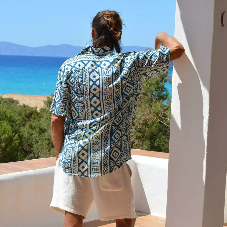camisa de rayon manga corta hombre arena formentera