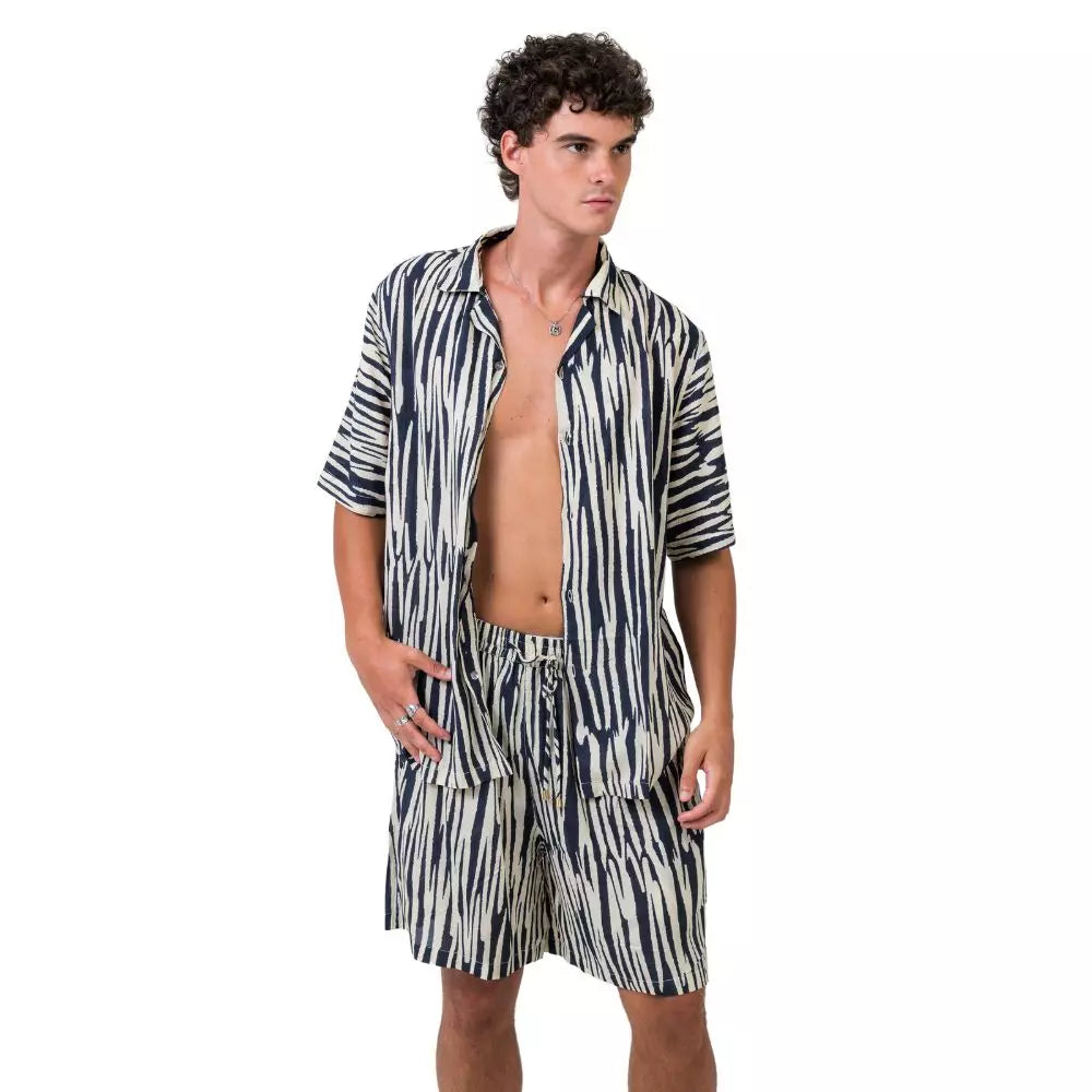 conjunto camisa y bermuda algodon para hombre arena formentera