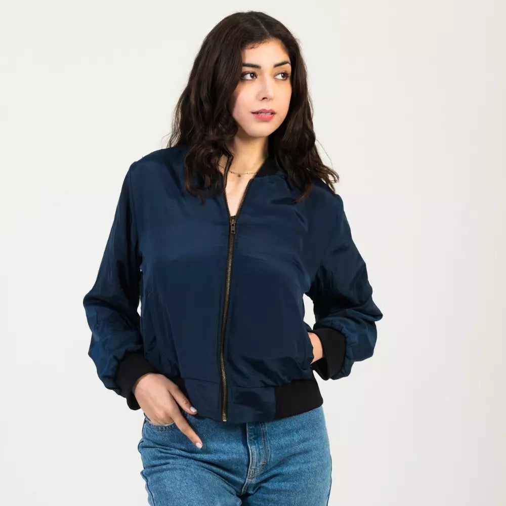 chaqueta bomber mujer azul