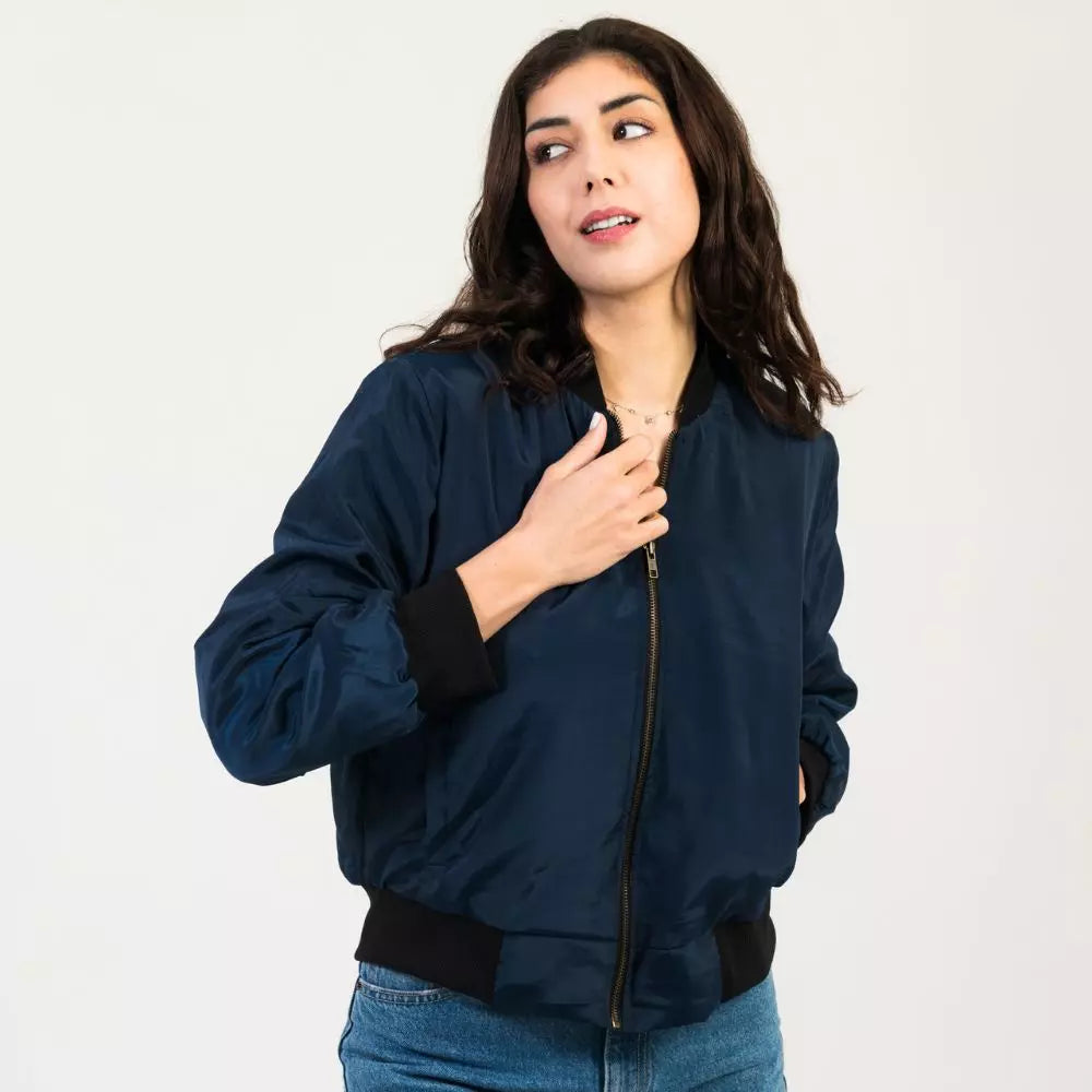 chaqueta bomber mujer azul