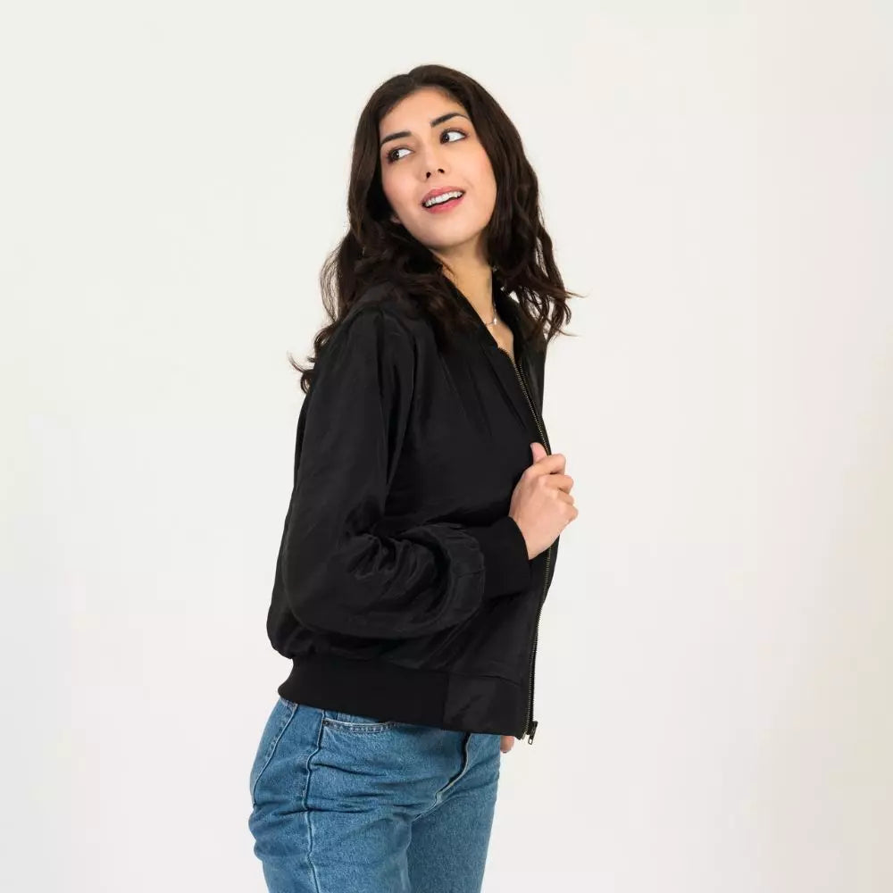 chaqueta bomber mujer negro