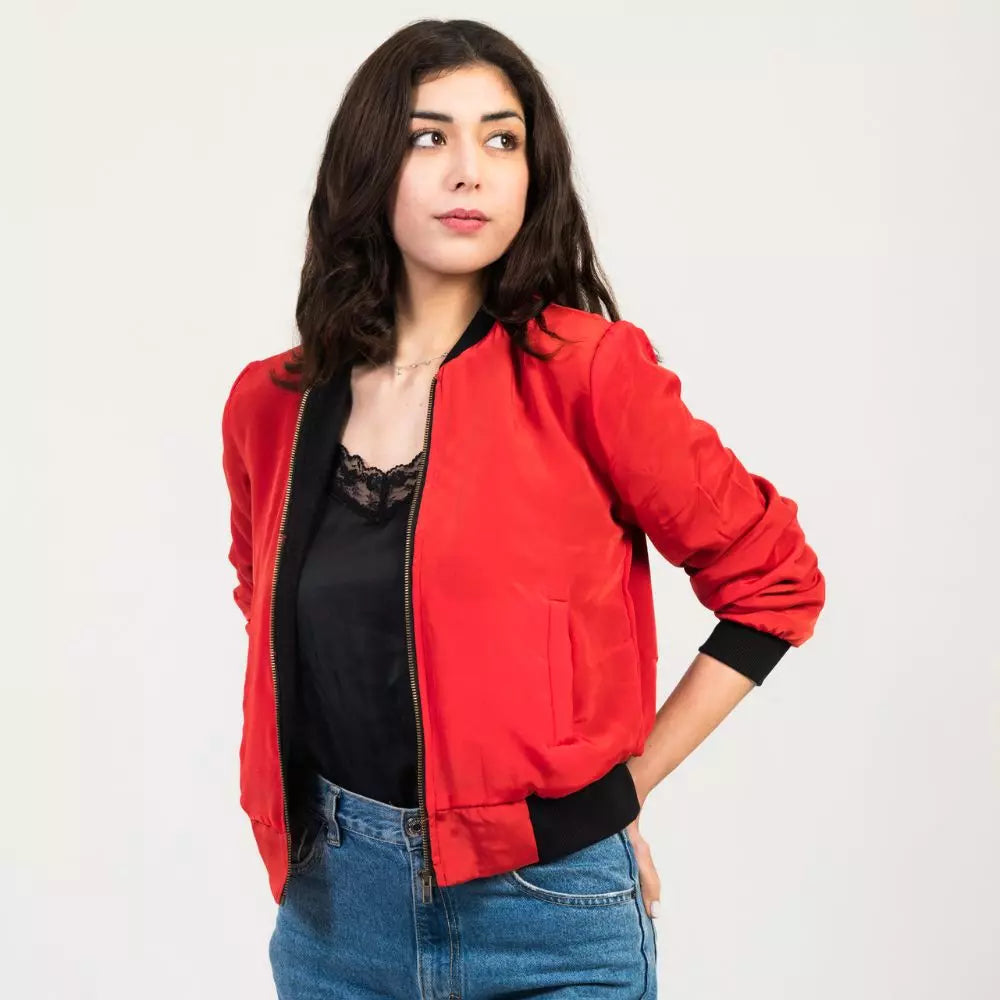 chaqueta bomber mujer roja