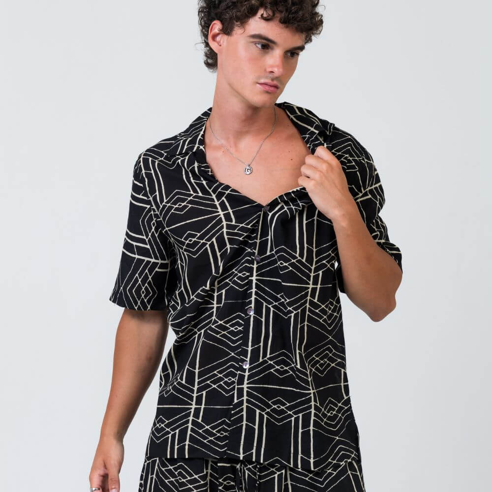 conjunto de camisa y bermuda hombre arena formentera