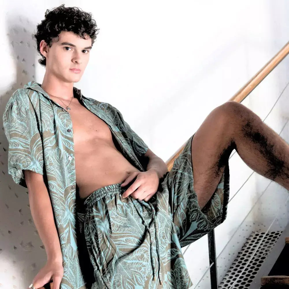 conjunto camisa y bermuda hombre arena formentera