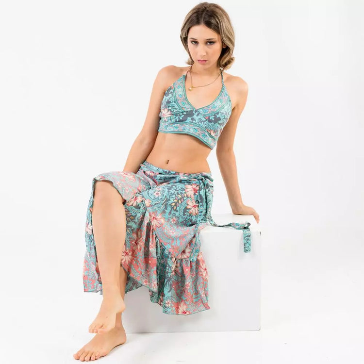 conjunto de top y falda mujer arena formentera