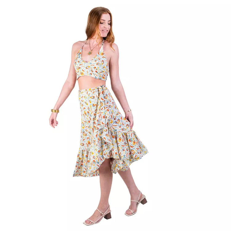 conjunto de top y falda mujer arena formentera