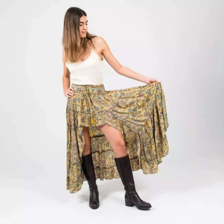 falda asimetrica larga mujer arena formentera