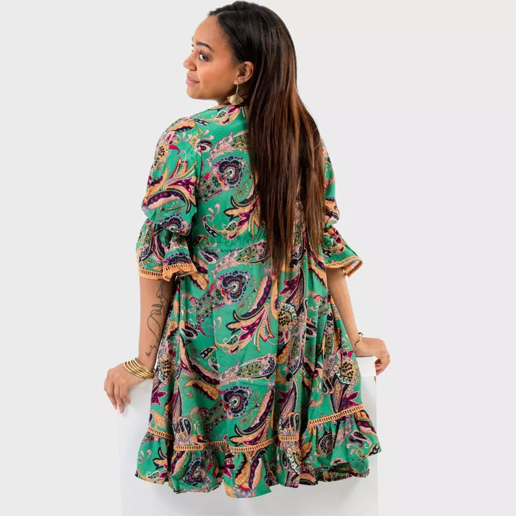 kimono bohemio, kimono mujer verano, kimono new saari, kimono seda india, kimono ligero con volantes, kimono oversize, kimono desabillé, kimono casual chic, kimono playa, kimono elegante mujer