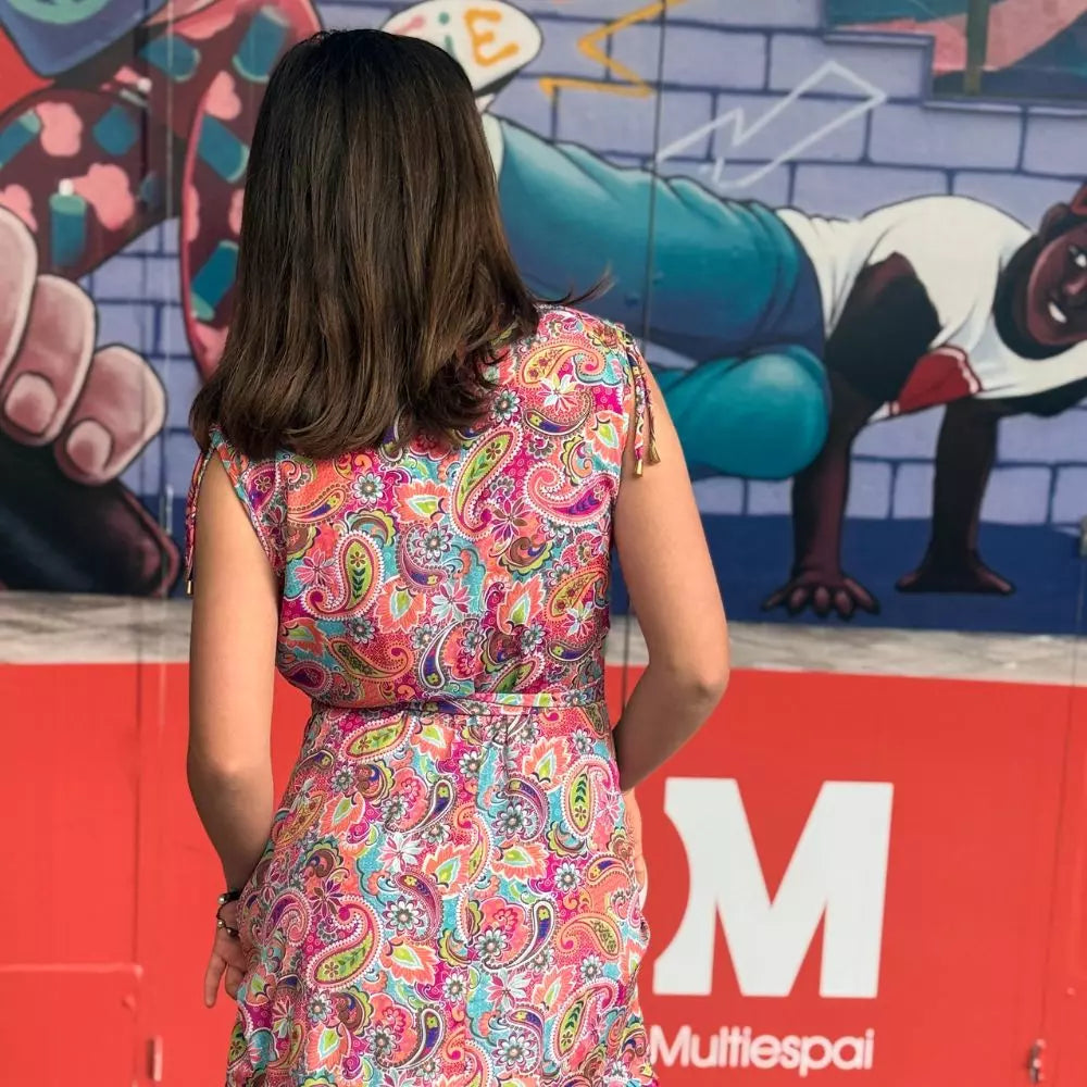 vestido cruzado corto teen mujer arena formentera