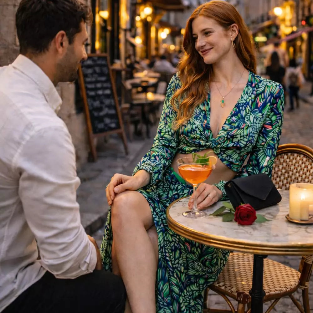 conjunto top y falda imitacion seda mujer arena formentera