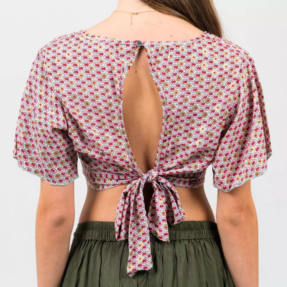 top corto con manga bohemio mujer Aena Formentera