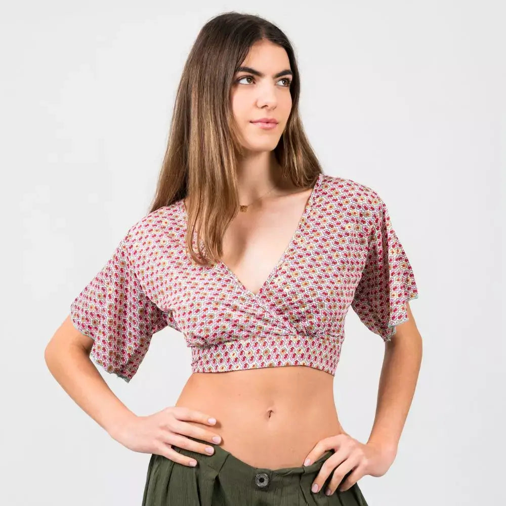 top corto con manga bohemio mujer Aena Formentera