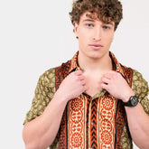 camisa imitación seda de manga corta hombre arena Formentera