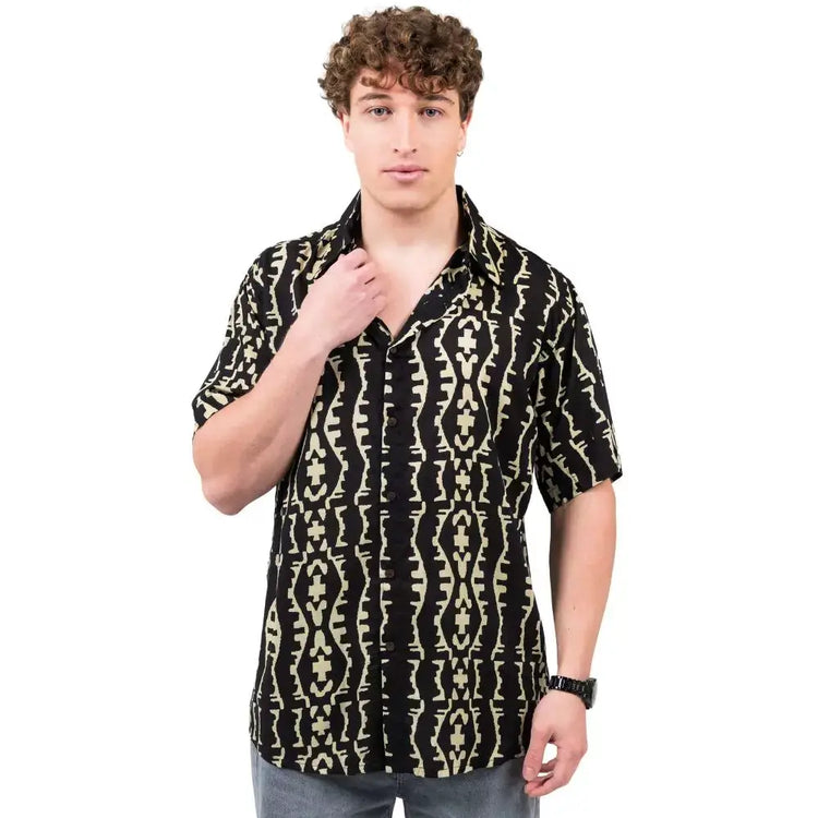 camisa de rayón de manga corta hombre arena formentera