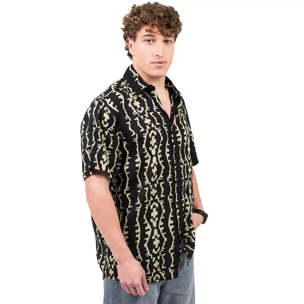 camisa de rayón de manga corta hombre arena formentera