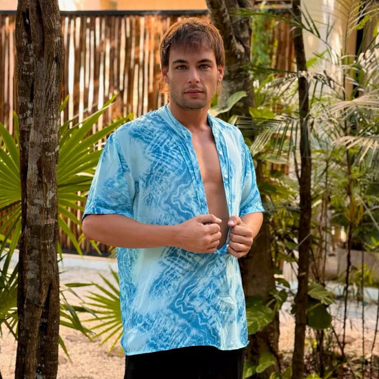 Camisa tipo camiseta azul, Nacho