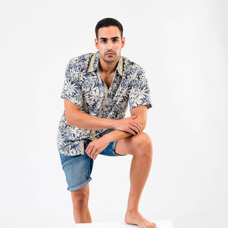 camisa hombre manga corta arena formentera
