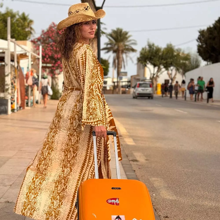 vestido camisero rayon mujer arena formentera