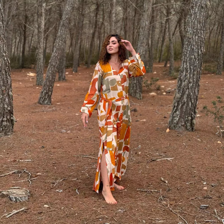 Camisero vestido largo de rayón mujer Arena Formentera