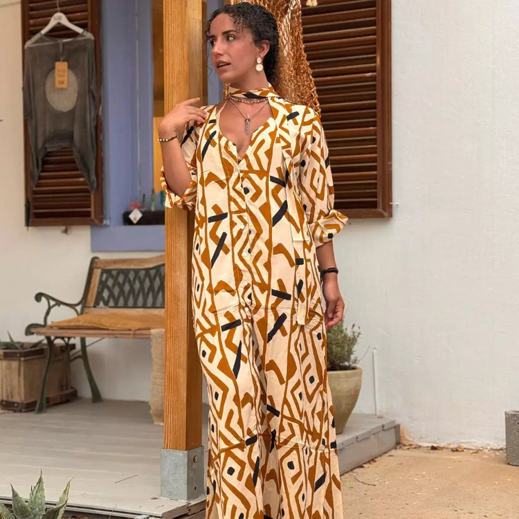 Camisero vestido largo de rayón mujer Arena Formentera