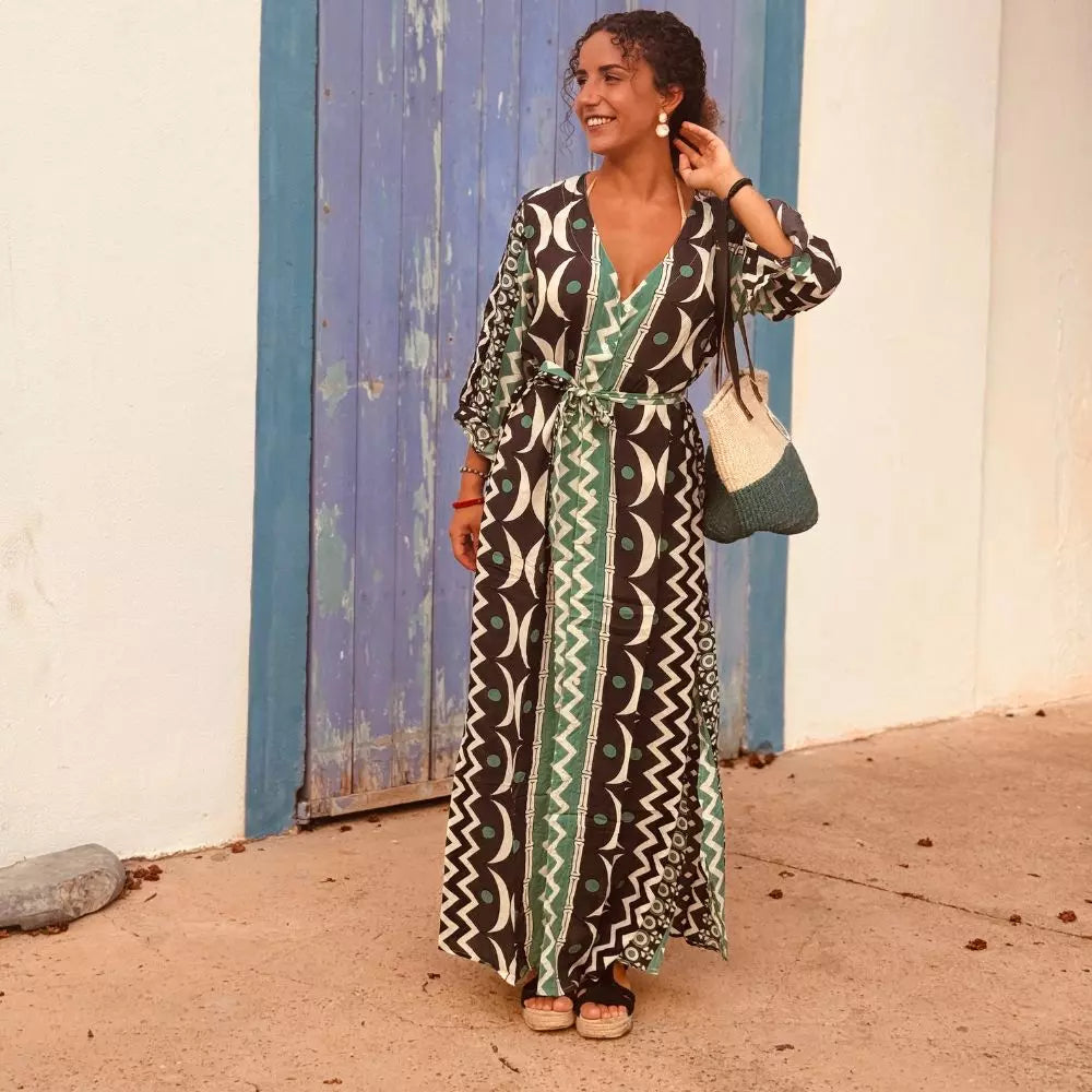 camisero vestido mujer algodón arena formentera