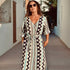 Arena Formentera vestido - camisero largo bohemio en rayón ligero con estampado étnico azul y negro para mujer