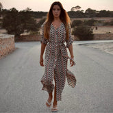 Arena Formentera vestido largo bohemio en rayón ligero con estampado geométrico para mujer