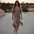 Arena Formentera vestido largo bohemio en rayón ligero con estampado geométrico para mujer