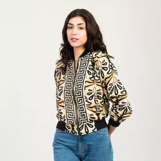 chaqueta bomber  con cremallera mujer arena formentera