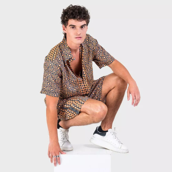 conjunto camisa y bermuda hombre arena formentera