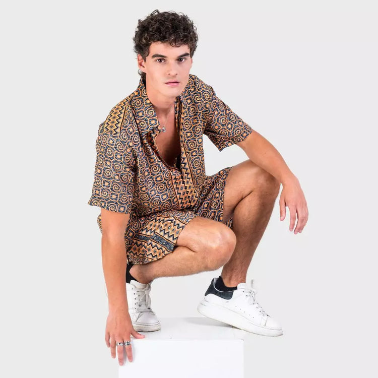 conjunto camisa y bermuda hombre arena formentera
