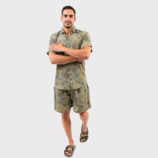 conjunto dos piezas camisas y bermudas hombre arena formentera