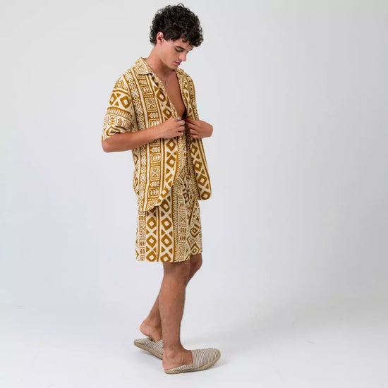 conjunto dos piezas camisas y bermudas hombre arena formentera