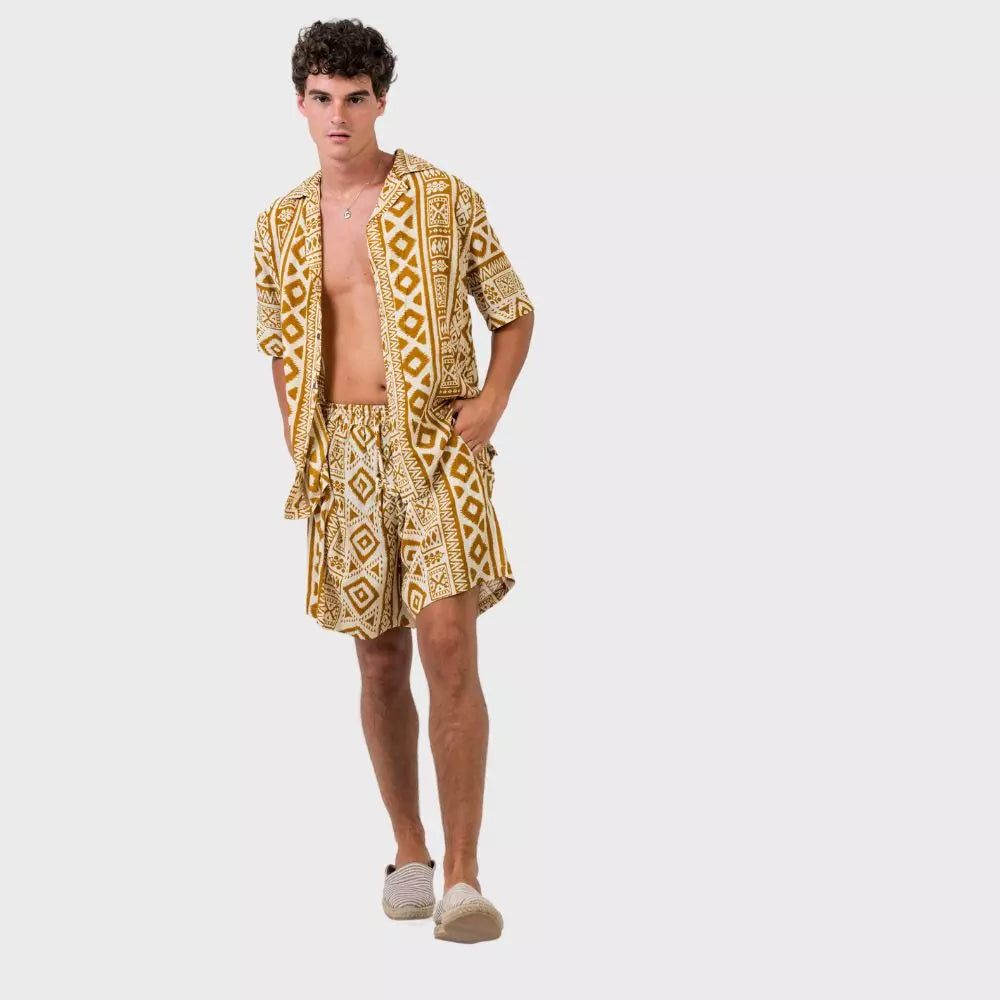 conjunto dos piezas camisas y bermudas hombre arena formentera