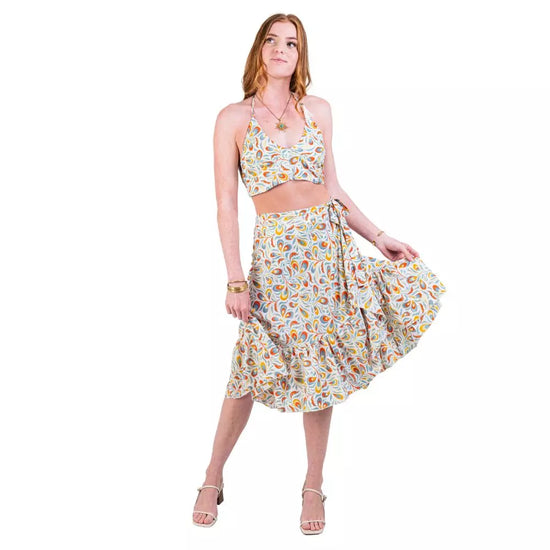 conjunto de  top y falda mujer arena formentera