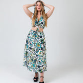 conjunto top con capucha y falda bohemio arena formentera