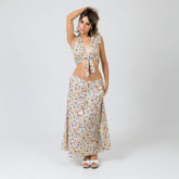 conjunto top con capucha y falda bohemio arena formentera