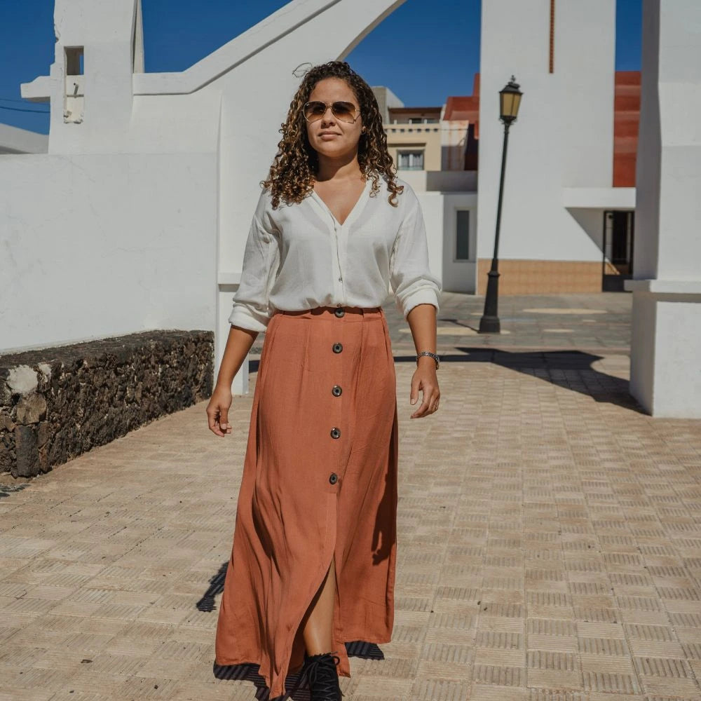 falda larga bambula mujer arena formentera