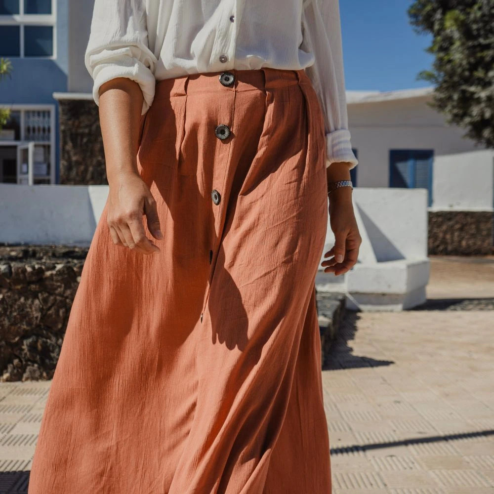 falda larga bambula mujer arena formentera
