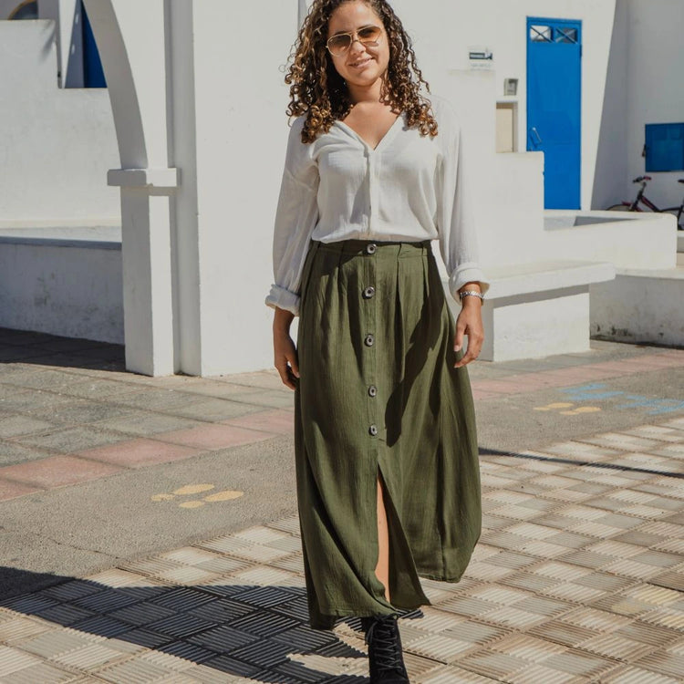 falda larga bambula mujer arena formentera