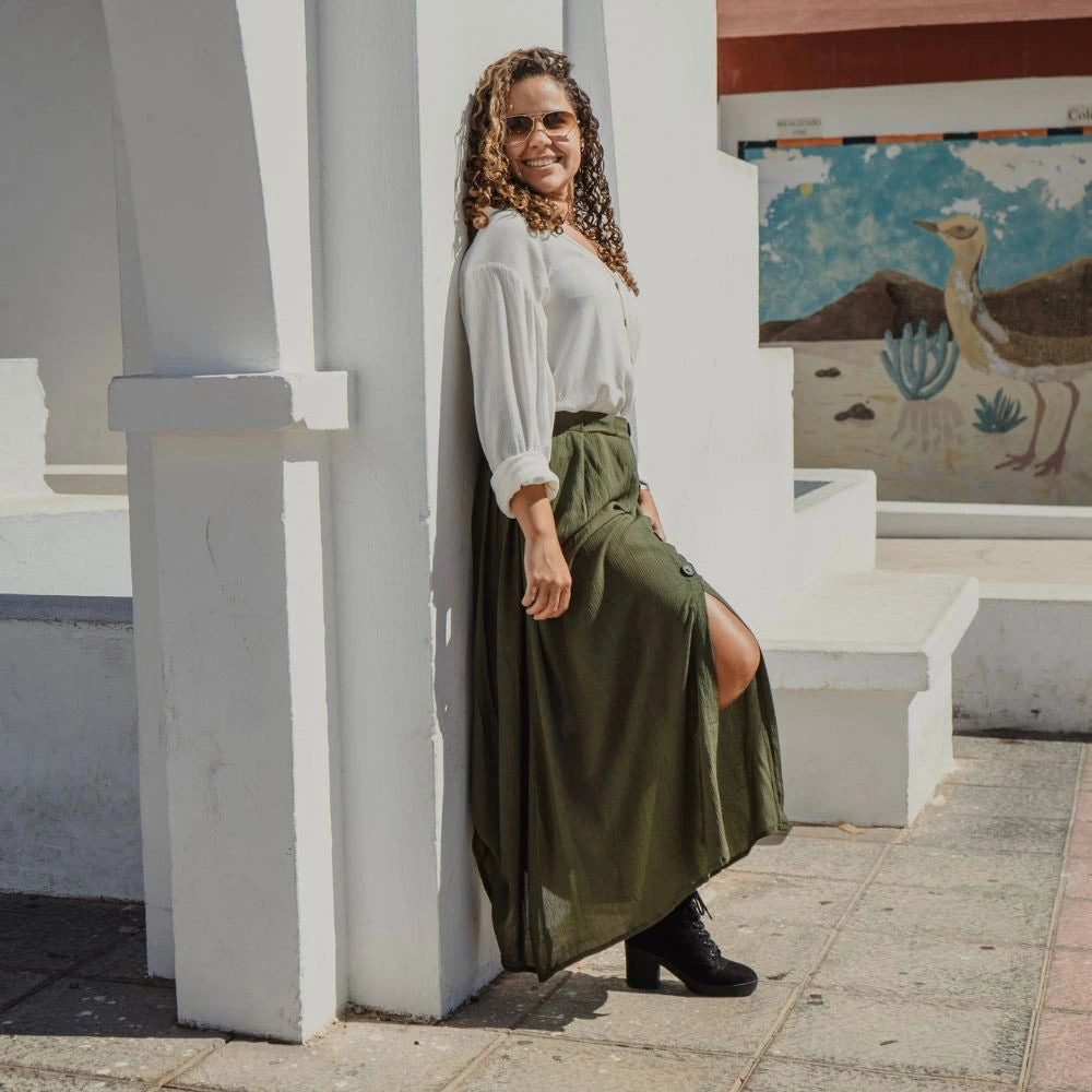 falda larga bambula mujer arena formentera