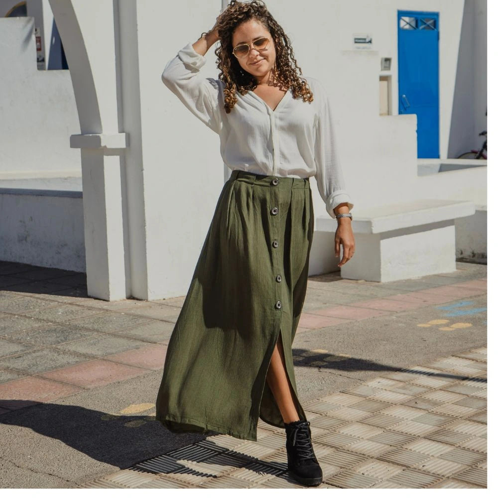 falda larga bambula mujer arena formentera