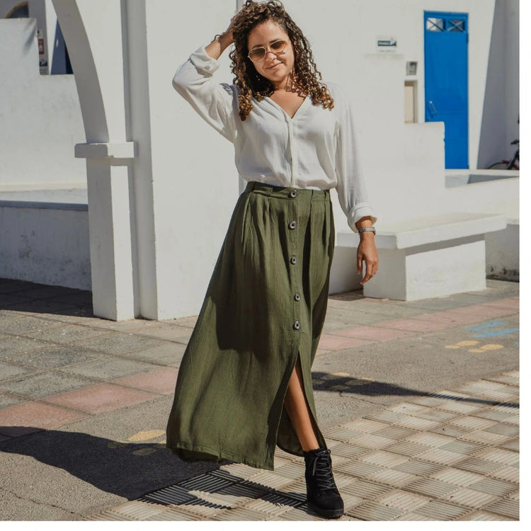 falda larga bambula mujer arena formentera