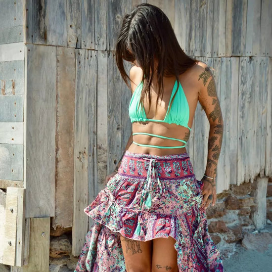 Falda Bohemia Patchwork Fucsia,  Vittoria
