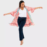 kimono bohemio, kimono mujer verano, kimono new saari, kimono seda india, kimono ligero con volantes, kimono oversize, kimono desabillé, kimono casual chic, kimono playa, kimono elegante mujer