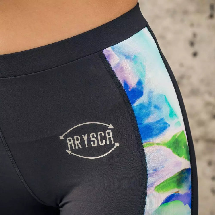 Arena Fit by Arena Formentera y Arysça BCN leggings en negro con franja lateral artística multicolor para mujer