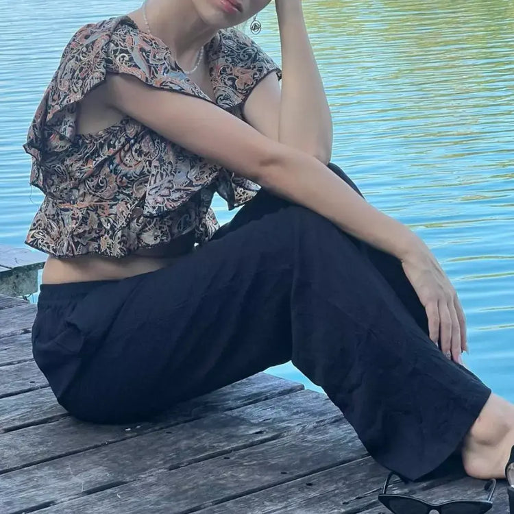 pantalon bambula mujer arena formentera