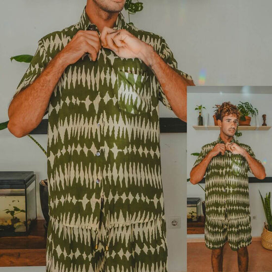conjunto dos piezas camisas y bermudas hombre arena formentera
