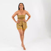 conjunto top bandeau y bermuda con pompones mujer teen arena formentera