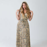 vestido con capucha bohemio largo mujer Arena Formentera